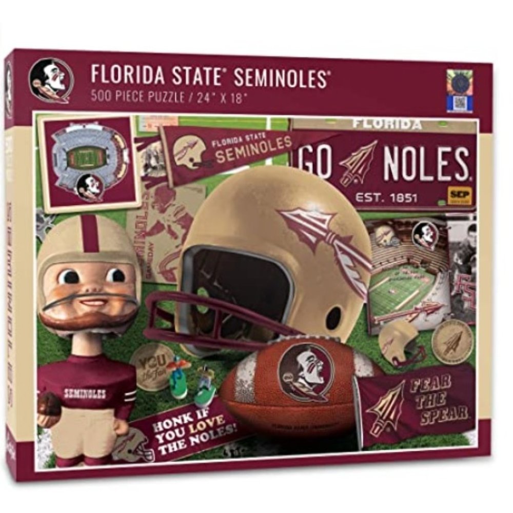 You the Fan! 500 Pc Puzzle NCAA FLORIDA STATE Seminoles Football Retro NIP